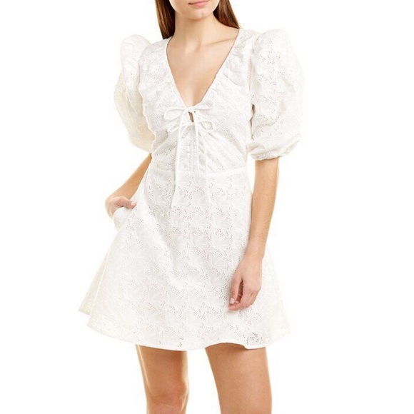 NICHOLAS Dresses & Skirts - NICHOLAS Danni Bow-detail Broderie Anglaise Feathering Eyelet Dress Sz 4 NWT